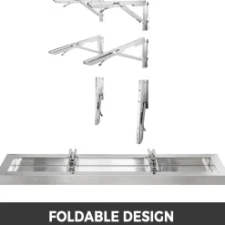 VEVOR Concession Shelf 48L x 12W Inch Stainless Steel Drop Down Folding Serving Food Shelf Stand Serving for Concession Trailer Serving Window