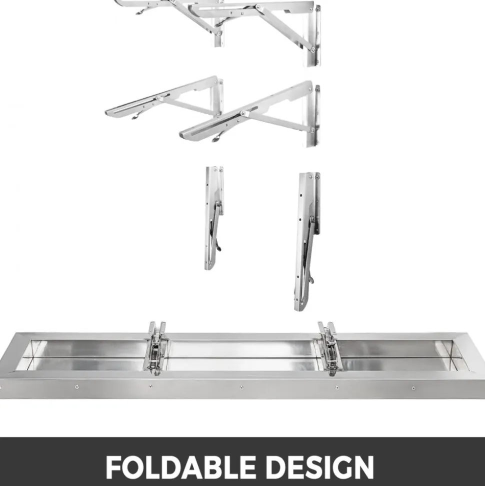 VEVOR Concession Shelf 48L x 12W Inch Stainless Steel Drop Down Folding Serving Food Shelf Stand Serving for Concession Trailer Serving Window