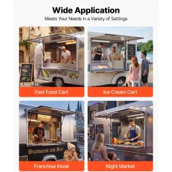 VEVOR Concession Window Folding Shelf 48x36in Aluminum Alloy Service Window, for Food Truck, Up to 85 Degrees, with Awning Door and Drag Hook, Rainwater Resistant