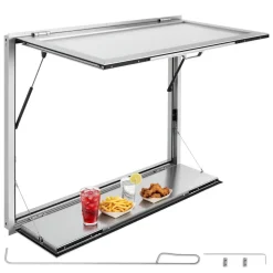 VEVOR Concession Window Folding Shelf 48x36in Aluminum Alloy Service Window, for Food Truck, Up to 85 Degrees, with Awning Door and Drag Hook, Rainwater Resistant
