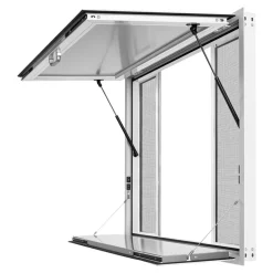 VEVOR Concession Window Folding Shelf 48x36in Aluminum Alloy Service Window, for Food Truck, Up to 85 Degrees, with 4 Sliding Screen Windows, Awning Door and Drag Hook, Rainwater Resistant