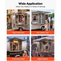 VEVOR Concession Window Folding Shelf 48x36in Aluminum Alloy Service Window, for Food Truck, Up to 85 Degrees, with 4 Sliding Screen Windows, Awning Door and Drag Hook, Rainwater Resistant