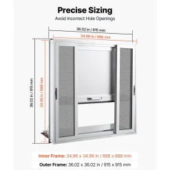 VEVOR Concession Window Folding Shelf 36x36in Aluminum Alloy Service Window, for Food Truck, Up to 85 Degrees, with 4 Sliding Screen Windows, Awning Door and Drag Hook, Rainwater Resistant