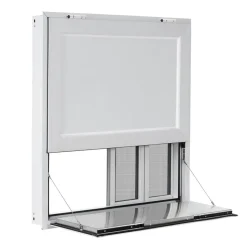 VEVOR Concession Window Folding Shelf 36x36in Aluminum Alloy Service Window, for Food Truck, Up to 85 Degrees, with 4 Sliding Screen Windows, Awning Door and Drag Hook, Rainwater Resistant