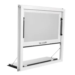 VEVOR Concession Window Folding Shelf 36x36in Aluminum Alloy Service Window, for Food Truck, Up to 85 Degrees, with Awning Door and Drag Hook, Rainwater Resistant