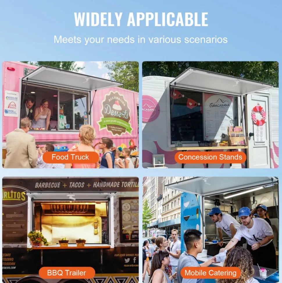VEVOR Concession Window for Food Truck, 48"x36" Aluminum Alloy Food Truck Service Window, Up to 85 Degrees Stand Serving Window with Awning Door & Drag Hook, for Food Trucks Concession Trailers