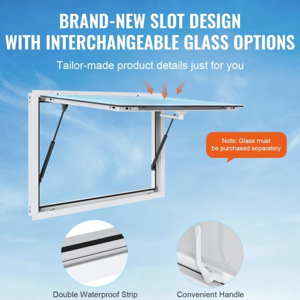 VEVOR Concession Window for Food Truck, 36"x24" Aluminum Alloy Food Truck Service Window, Up to 85 Degrees Stand Serving Window with Awning Door & Drag Hook, for Food Trucks Concession Trailers