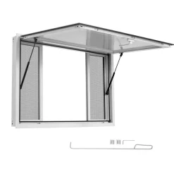 VEVOR Concession Window 45x30 in Aluminum Alloy Service Window, for Food Truck, Up to 85 Degrees Stand Serving with 4 Sliding Screen Windows, Awning Door and Drag Hook, Rainwater Resistant