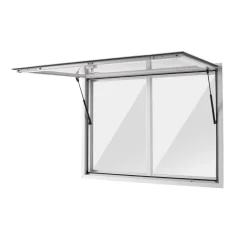 VEVOR Concession Window 48x36 in Aluminum Alloy Service Window, for Food Truck, Up to 85 Degrees Stand Serving with 2 Sliding Acrylic Windows, Awning Door and Drag Hook, Rainwater Resistant
