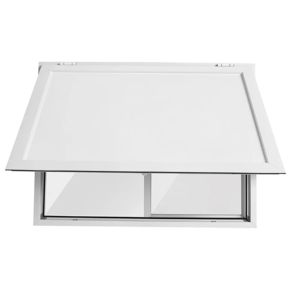 VEVOR Concession Window 48x36 in Aluminum Alloy Service Window, for Food Truck, Up to 85 Degrees Stand Serving with 2 Sliding Acrylic Windows, Awning Door and Drag Hook, Rainwater Resistant