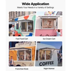 VEVOR Concession Window 36x24 in Aluminum Alloy & Acrylic Service Window, for Food Truck, Up to 85 Degrees Stand Serving with 2 Sliding Screen Windows, Awning Door and Drag Hook, Rainwater Resistant