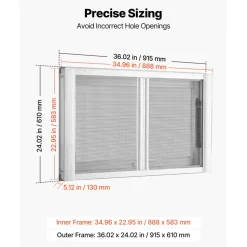 VEVOR Concession Window 36x24 in Aluminum Alloy & Acrylic Service Window, for Food Truck, Up to 85 Degrees Stand Serving with 2 Sliding Screen Windows, Awning Door and Drag Hook, Rainwater Resistant