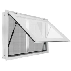 VEVOR Concession Window 36x24 in Aluminum Alloy & Acrylic Service Window, for Food Truck, Up to 85 Degrees Stand Serving with 2 Sliding Screen Windows, Awning Door and Drag Hook, Rainwater Resistant