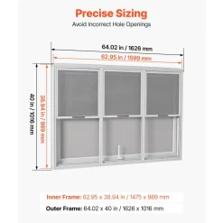 VEVOR Concession Window 64x40 in Aluminum Alloy Service Window, for Food Truck, Up to 85 Degrees Stand Serving with 3 Fixed & 3 Sliding Windows, Awning Door and Drag Hook, Rainwater Resistant