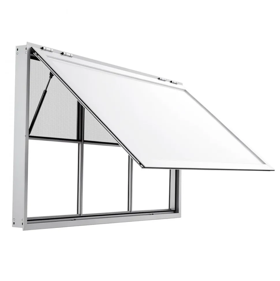 VEVOR Concession Window 64x40 in Aluminum Alloy Service Window, for Food Truck, Up to 85 Degrees Stand Serving with 3 Fixed & 3 Sliding Windows, Awning Door and Drag Hook, Rainwater Resistant
