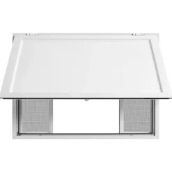 VEVOR Concession Window 48x36 in Aluminum Alloy Frame Service Window, for Food Truck, Up to 85 Degrees Stand Serving with 4 Sliding Screen Windows, Awning Door and Drag Hook, Rainwater Resistant