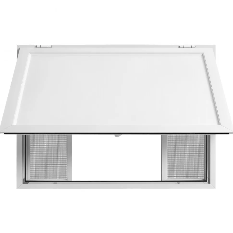 VEVOR Concession Window 48x36 in Aluminum Alloy Frame Service Window, for Food Truck, Up to 85 Degrees Stand Serving with 4 Sliding Screen Windows, Awning Door and Drag Hook, Rainwater Resistant