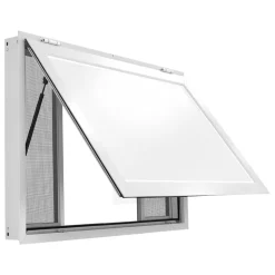 VEVOR Concession Window 48x36 in Aluminum Alloy Frame Service Window, for Food Truck, Up to 85 Degrees Stand Serving with 4 Sliding Screen Windows, Awning Door and Drag Hook, Rainwater Resistant