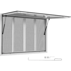 VEVOR Concession Window 48x36 in Aluminum Alloy Frame Service Window, for Food Truck, Up to 85 Degrees Stand Serving with 4 Sliding Screen Windows, Awning Door and Drag Hook, Rainwater Resistant