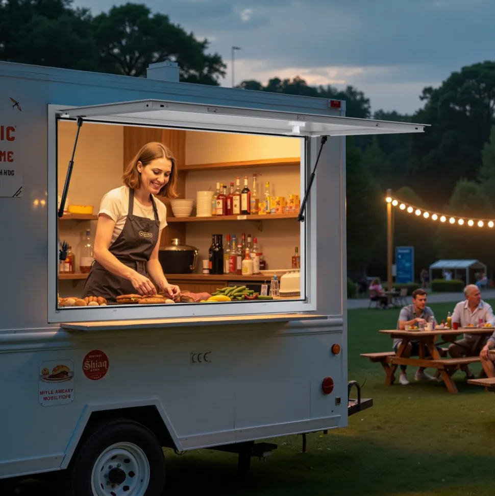 VEVOR Concession Window 60x36 in Aluminum Alloy Frame Service Window, for Food Truck, Up to 85 Degrees Stand Serving Windows with Awning Door and Drag Hook, Rainwater Resistant for Concession Trailer