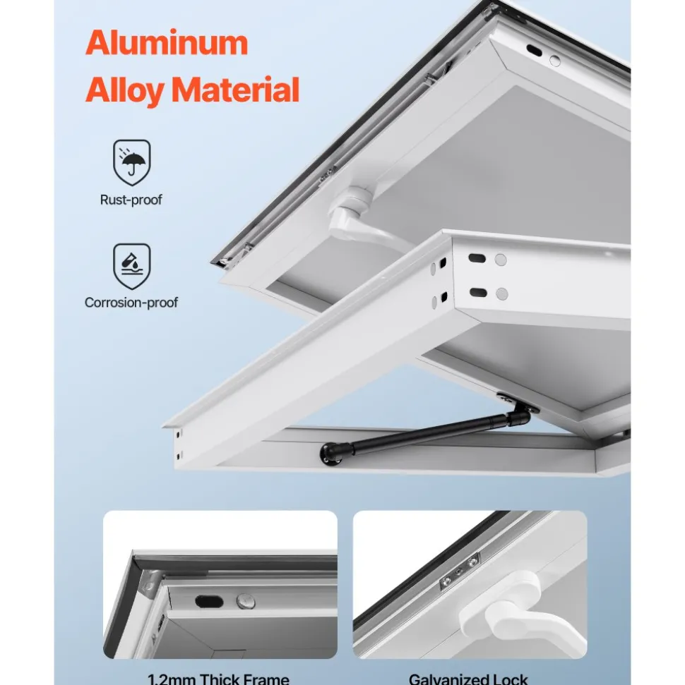VEVOR Concession Window 60x36 in Aluminum Alloy Frame Service Window, for Food Truck, Up to 85 Degrees Stand Serving Windows with Awning Door and Drag Hook, Rainwater Resistant for Concession Trailer