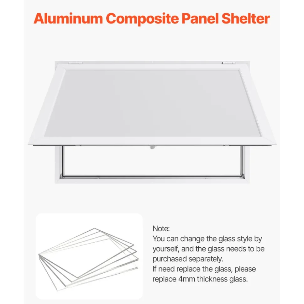 VEVOR Concession Window 60x36 in Aluminum Alloy Frame Service Window, for Food Truck, Up to 85 Degrees Stand Serving Windows with Awning Door and Drag Hook, Rainwater Resistant for Concession Trailer