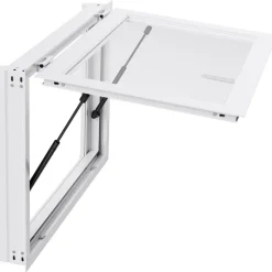 VEVOR Concession Window 36x24 in, Aluminum Alloy Service Window for Food Truck, Up to 85 Degrees Stand Serving Window with 2 Sliding Windows, Awning Door, and Drag Hook, for Concession Trailers