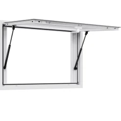 VEVOR Concession Window 36x24 in, Aluminum Alloy Service Window for Food Truck, Up to 85 Degrees Stand Serving Window with 2 Sliding Windows, Awning Door, and Drag Hook, for Concession Trailers