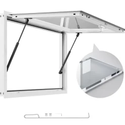VEVOR Concession Window 36x24 in, Aluminum Alloy Frame Service Window for Food Truck, Up to 85 Degrees Stand Serving Window with Awning Door and Drag Hook, Rainwater Resistant for Concession Trailers