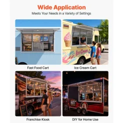 VEVOR Concession Window 60x36 in Aluminum Alloy Service Window, for Food Truck, Up to 85 Degrees Stand Serving with 3 Fixed & 3 Sliding Windows, Awning Door and Drag Hook, Rainwater Resistant