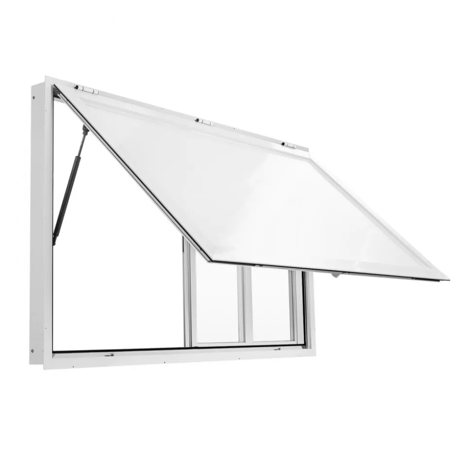 VEVOR Concession Window 60x36 in Aluminum Alloy Service Window, for Food Truck, Up to 85 Degrees Stand Serving with 4 Sliding Acrylic Windows, Awning Door and Drag Hook, Rainwater Resistant