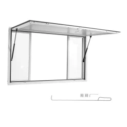 VEVOR Concession Window 60x36 in Aluminum Alloy Service Window, for Food Truck, Up to 85 Degrees Stand Serving with 4 Sliding Acrylic Windows, Awning Door and Drag Hook, Rainwater Resistant