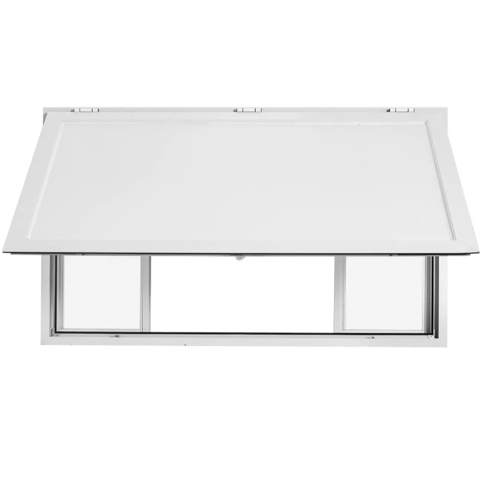 VEVOR Concession Window 60x36 in Aluminum Alloy Service Window, for Food Truck, Up to 85 Degrees Stand Serving with 4 Sliding Acrylic Windows, Awning Door and Drag Hook, Rainwater Resistant