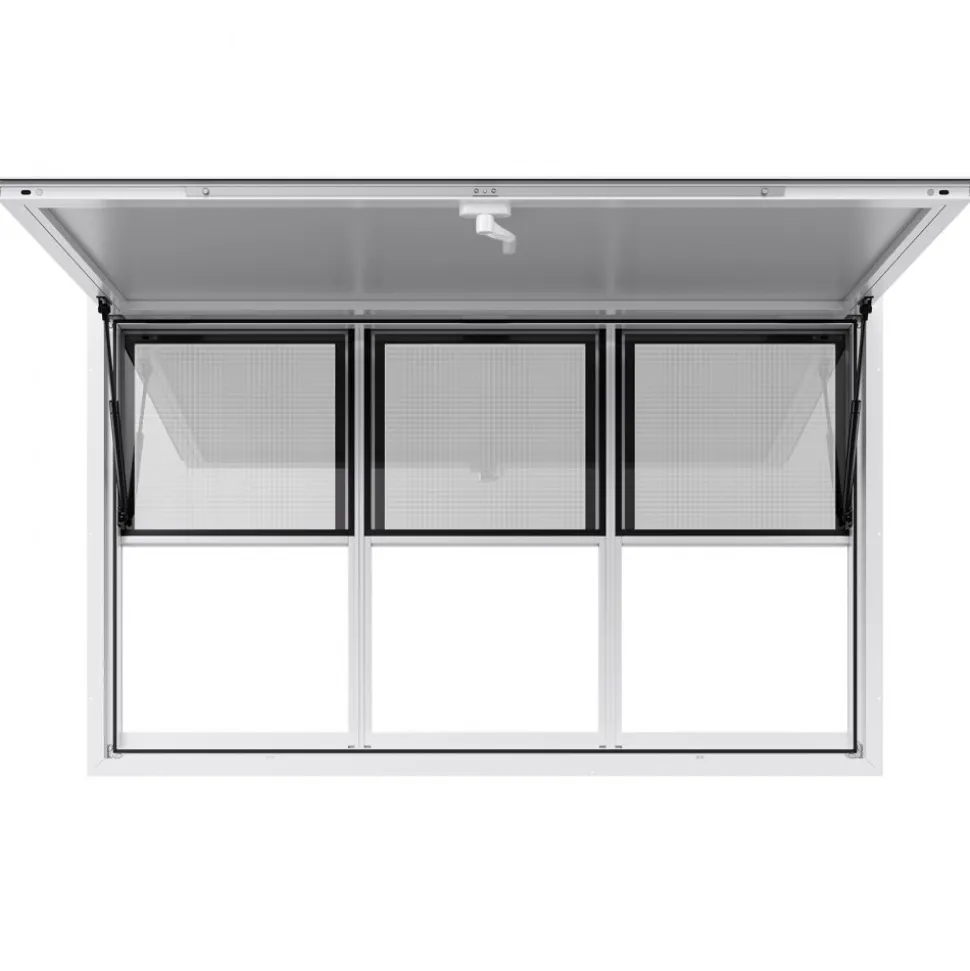 VEVOR Concession Window 60x36 in, Aluminum Alloy Service Window for Food Truck, Up to 85 Degrees Stand Serving Window with 3 Sliding Windows, Awning Door, and Drag Hook, for Concession Trailers