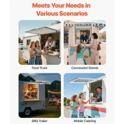 VEVOR Concession Window 36x36 in, Aluminum Alloy Frame Service Window for Food Truck, Up to 85 Degrees Stand Serving Window with Awning Door and Drag Hook, Rainwater Resistant for Concession Trailers