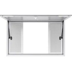 VEVOR Concession Window 53x33 in, Aluminum Alloy Service Window for Food Truck, Up to 85 Degrees Stand Serving Window with 4 Sliding Windows, Awning Door, and Drag Hook, for Concession Trailers