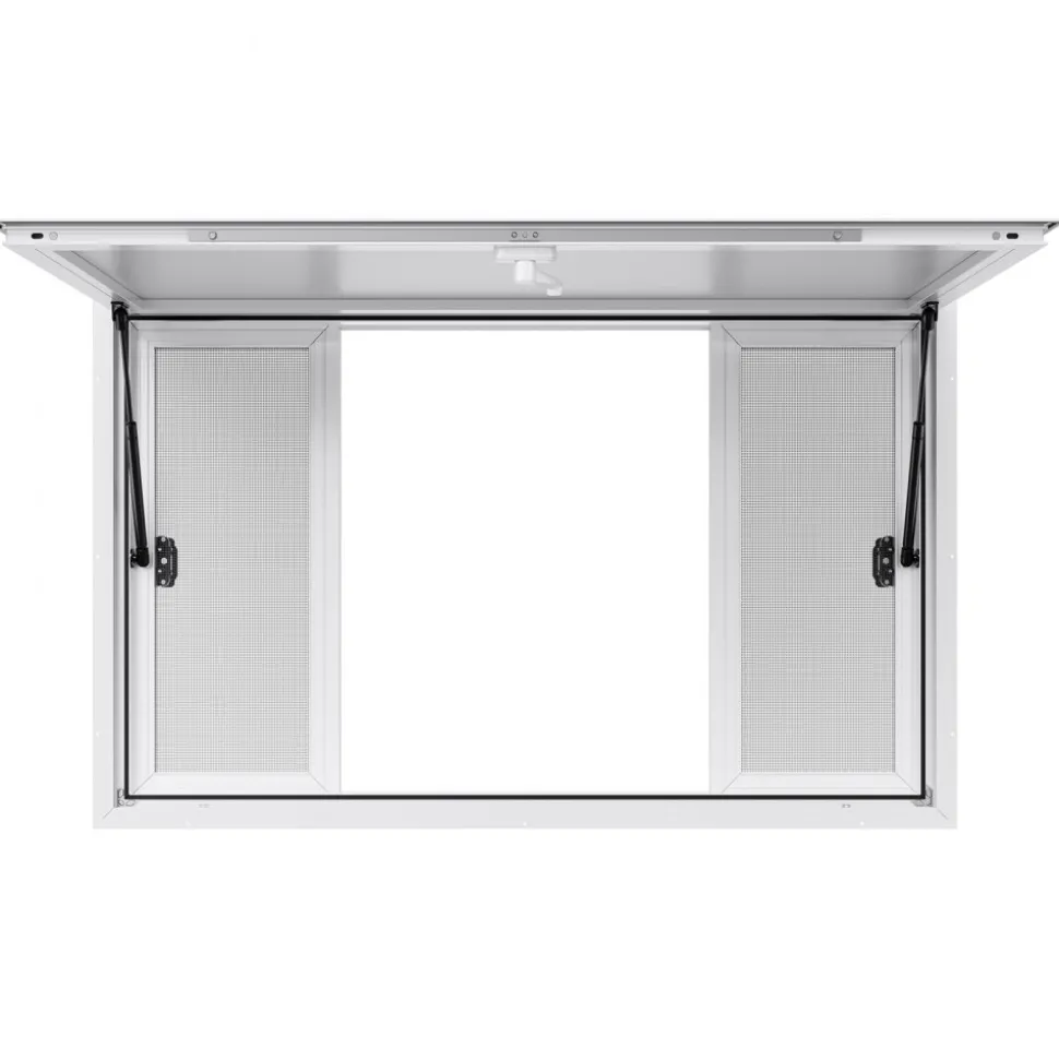 VEVOR Concession Window 53x33 in, Aluminum Alloy Service Window for Food Truck, Up to 85 Degrees Stand Serving Window with 4 Sliding Windows, Awning Door, and Drag Hook, for Concession Trailers