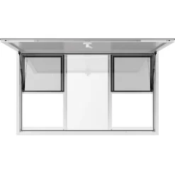 VEVOR Concession Window 60x36 in, Aluminum Alloy Service Window for Food Truck, Up to 85 Degrees Stand Serving Window with 6 Sliding Windows, Awning Door, and Drag Hook, for Concession Trailers