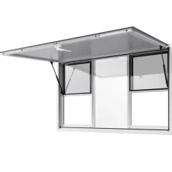 VEVOR Concession Window 60x36 in, Aluminum Alloy Service Window for Food Truck, Up to 85 Degrees Stand Serving Window with 6 Sliding Windows, Awning Door, and Drag Hook, for Concession Trailers