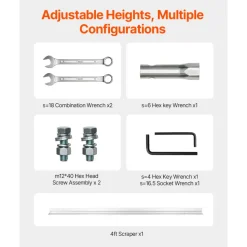 VEVOR Concrete Power Screed, 4 ft Aluminum Board Straight Edge Bar Set, 4 Stroke Cement Finishing Vibrating Motor with Height Adjustable Handles, High Efficient Concrete Tool 6500RPM