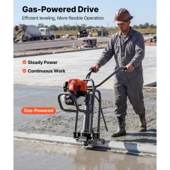 VEVOR Concrete Power Screed Gas-Powered Leveling Tool 12 ft Aluminum Board, 1.16HP Engine, 4 Stroke Vibrating Screed, Handle Height Adjustable, Support Legs for Patio, Driveway, Floor Finishing
