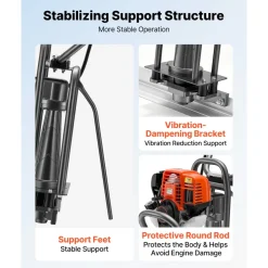 VEVOR Concrete Power Screed Gas-Powered Leveling Tool 12 ft Aluminum Board, 1.16HP Engine, 4 Stroke Vibrating Screed, Handle Height Adjustable, Support Legs for Patio, Driveway, Floor Finishing