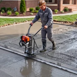 VEVOR Concrete Power Screed Gas-Powered Leveling Tool 12 ft Aluminum Board, 1.16HP Engine, 4 Stroke Vibrating Screed, Handle Height Adjustable, Support Legs for Patio, Driveway, Floor Finishing