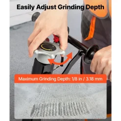 VEVOR Concrete Scarifier, 3700W 2500 RPM Walk-Behind Floor Planer Grinder, Carbide Cutters, 1/8 in Adjustable Depth, Vacuum Port for Surface Preparation, Traffic Line Removal, Pavement, Floor Repair