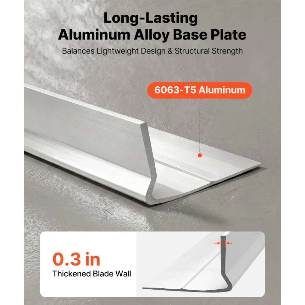 VEVOR Concrete Screed Blade 6 ft Length Aluminum Alloy Board Leveling Tool, 5.3 in Wide Straight Edge, Wide Coverage, Replacement Surface Leveler for Driveway, Patio, Sidewalk, Garage Floor Finishing