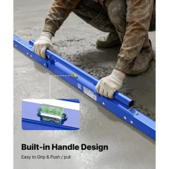 VEVOR Concrete Screed 96 in Length Manual Screed Board Aluminum Alloy Blue, Built-in Bubble Level, Powder-coated Finish, Lightweight Paver Leveling Tool for Patio, Sidewalk, Garage Floor Finishing