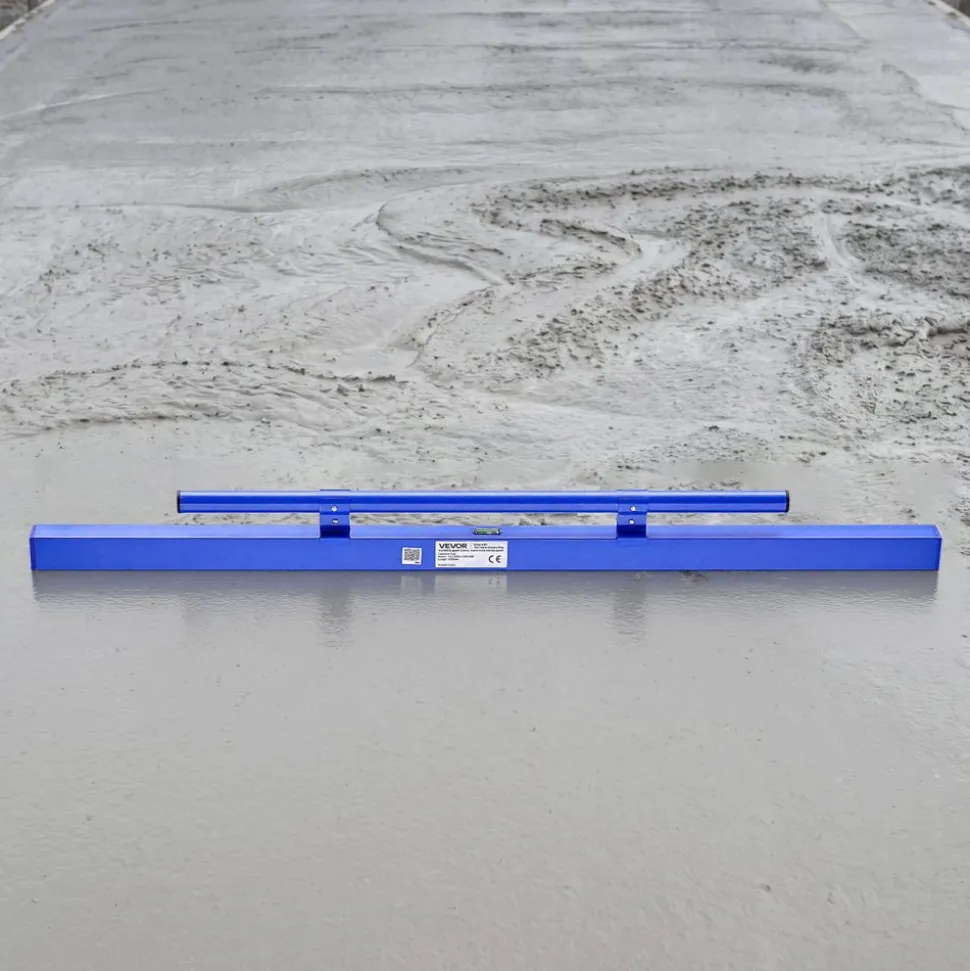 VEVOR Concrete Screed 48 in Length Manual Screed Board Aluminum Alloy Blue, Built-in Bubble Level, Powder-coated Finish, Lightweight Paver Leveling Tool for Patio, Sidewalk, Garage Floor Finishing