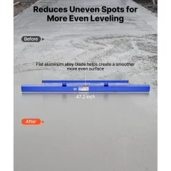 VEVOR Concrete Screed 48 in Length Manual Screed Board Aluminum Alloy Blue, Built-in Bubble Level, Powder-coated Finish, Lightweight Paver Leveling Tool for Patio, Sidewalk, Garage Floor Finishing