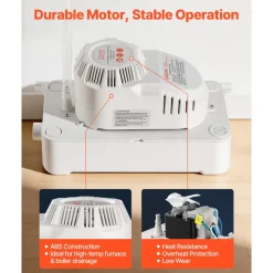 VEVOR Condensate Pump, 1/12 HP, 90 GPH, 20 ft Lift, 115V Automatic AC Condensation Removal Pump with Safety Switch 20 ft Tubing, for Air Conditioner, Dehumidifier, HVAC, Furnace, Ice Maker Water Drain