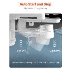 VEVOR Condensate Removal Pump, 1/50 HP, 65 GPH, 15 ft Lift, 1/2 Gal Tank Automatic AC Condensation Pump with Float Switch & 20 ft Hose for Air Conditioner, Dehumidifier, Furnace, Ice Maker Water Drain